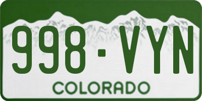 CO license plate 998VYN