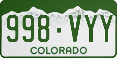 CO license plate 998VYY