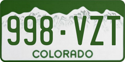CO license plate 998VZT