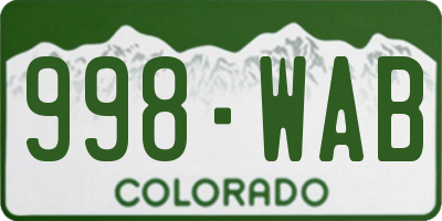 CO license plate 998WAB