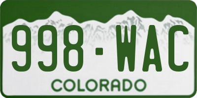 CO license plate 998WAC