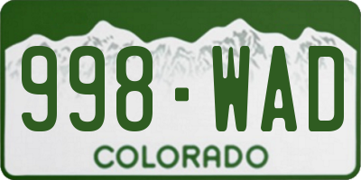 CO license plate 998WAD