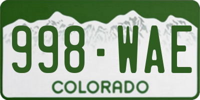 CO license plate 998WAE