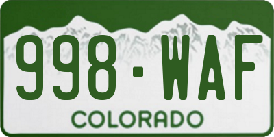 CO license plate 998WAF