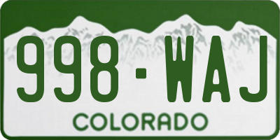 CO license plate 998WAJ