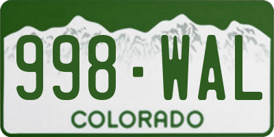 CO license plate 998WAL
