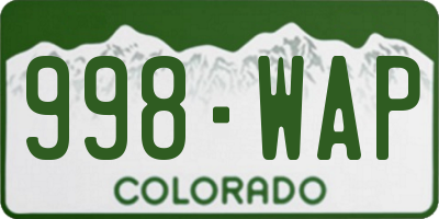 CO license plate 998WAP