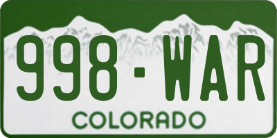 CO license plate 998WAR