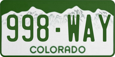 CO license plate 998WAY