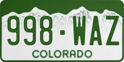 CO license plate 998WAZ