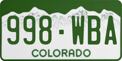 CO license plate 998WBA