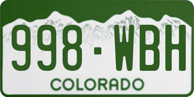 CO license plate 998WBH