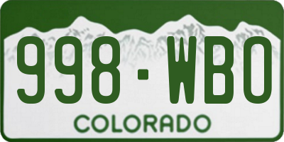 CO license plate 998WBO