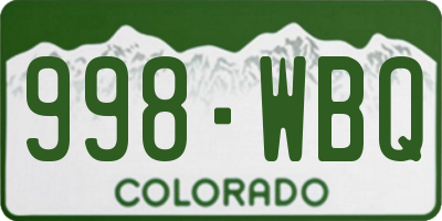 CO license plate 998WBQ