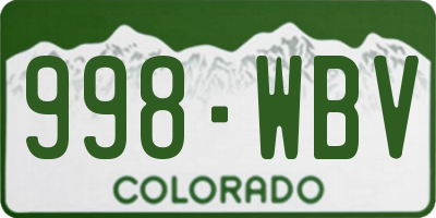 CO license plate 998WBV