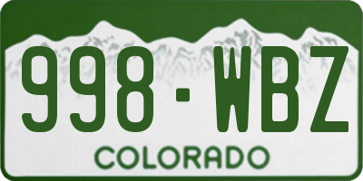 CO license plate 998WBZ