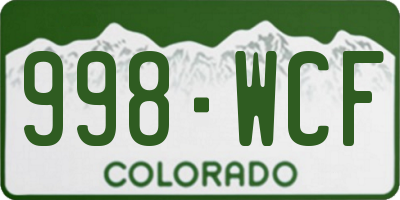 CO license plate 998WCF