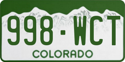 CO license plate 998WCT