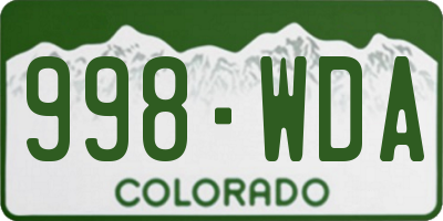 CO license plate 998WDA