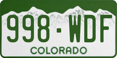 CO license plate 998WDF