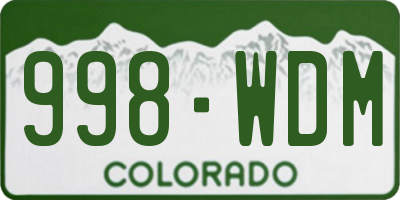 CO license plate 998WDM