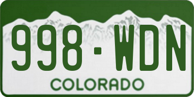 CO license plate 998WDN
