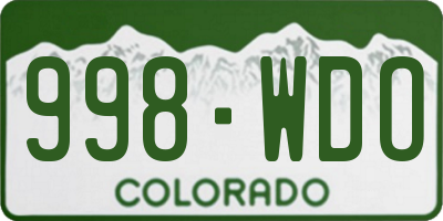 CO license plate 998WDO