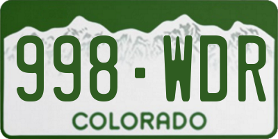 CO license plate 998WDR