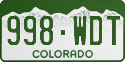 CO license plate 998WDT