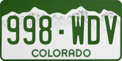 CO license plate 998WDV