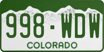 CO license plate 998WDW