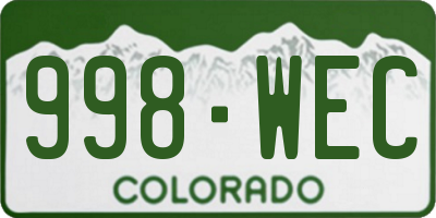 CO license plate 998WEC