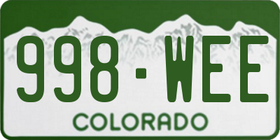 CO license plate 998WEE