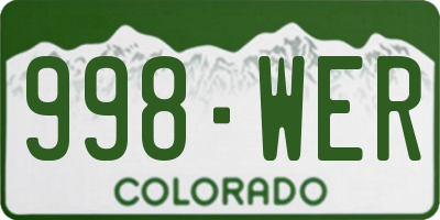 CO license plate 998WER