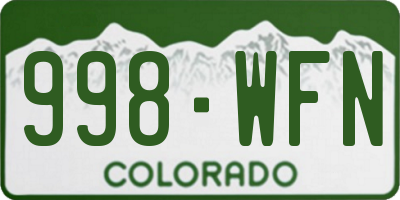 CO license plate 998WFN