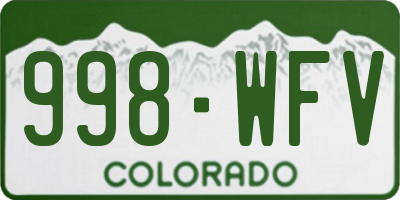 CO license plate 998WFV