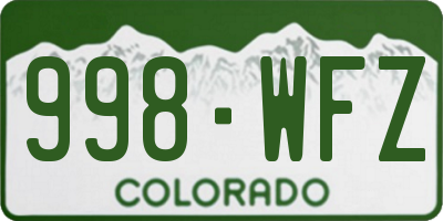 CO license plate 998WFZ