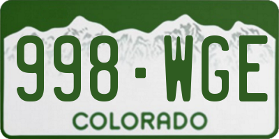 CO license plate 998WGE