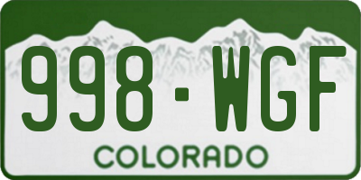 CO license plate 998WGF