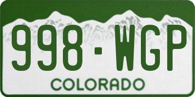 CO license plate 998WGP