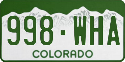 CO license plate 998WHA