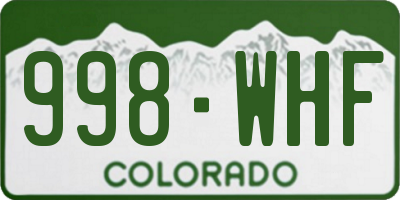 CO license plate 998WHF