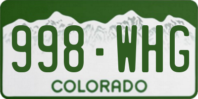 CO license plate 998WHG