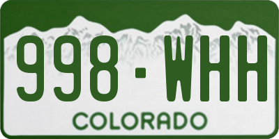 CO license plate 998WHH