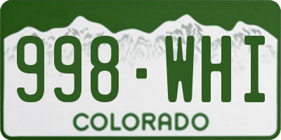 CO license plate 998WHI