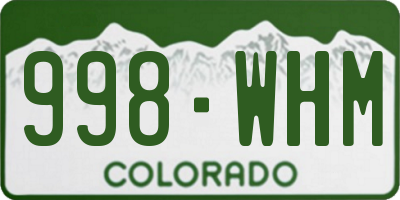 CO license plate 998WHM