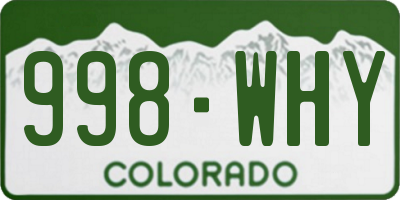 CO license plate 998WHY