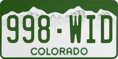 CO license plate 998WID