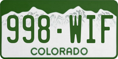 CO license plate 998WIF