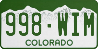 CO license plate 998WIM